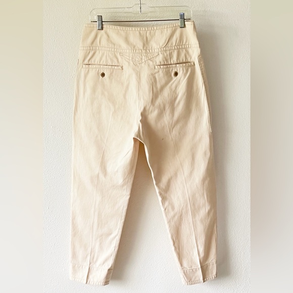 ISABEL MARANT ÉTOILE Raluni High-Rise Cotton-Blend Trousers Beige Size 8 - Picture 9 of 16